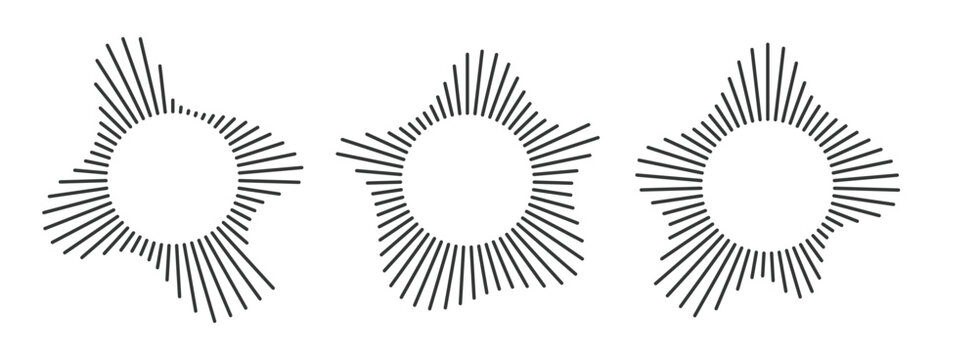 Sound equalizer icon with lines. abstract radial music icons. round music soundwave shape. Voice recognition and frequency design

