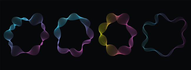 Abstract glowing circular soundwave. abstract circular lines pattern. round music soundwave shape. radial bursts and streaming podcasts sign concentric energy burst design  © Sultana Design