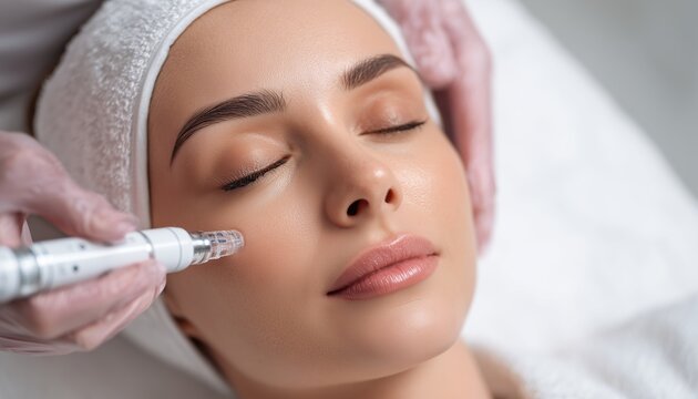 Facial Darsonval Therapy: A Beauty Treatment For Women By A Professional Beautician With A Focus On Face Rejuvenation And Enhancement.