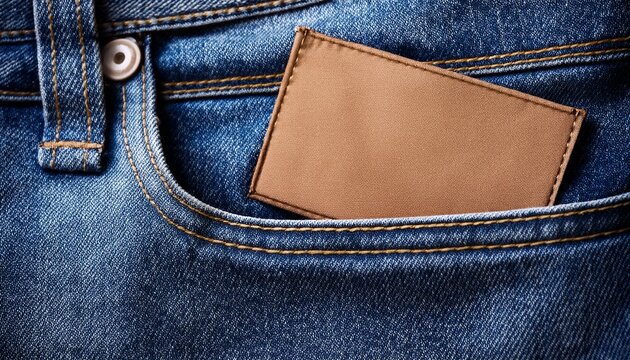 Close Up Of Denim Jean Pocket With Label