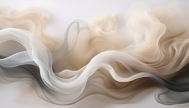 Soft Abstract Smoke Flow Background With Elegant Beige And Gray Ink Waves