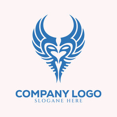 Obraz premium Blue Wing Logo Design Featuring Stylized Wing Symbolizing Freedom and Innovation