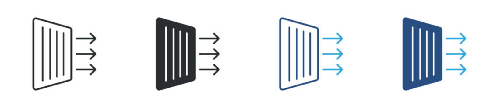 Air purification icon set. filtration system process. clean air technology concept. vector illustration.