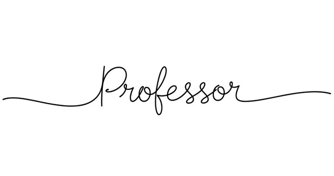 Elegant script of the word professor in black on white background. No editable strokes