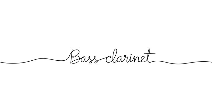 Bass clarinet text with elegant handwritten style on white background. No editable strokes