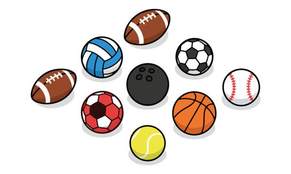 Sports Ball Collection Vector Illustration Isolated on White