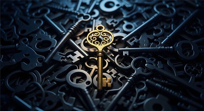 Antique keys and locks a mysterious arrangement of vintage security tools