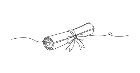 Obraz premium Minimalist line art scroll design with ribbon bow and elegant simplicity. no editable stroke