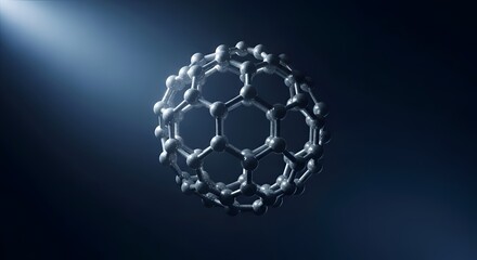 Naklejka premium Buckminsterfullerene molecule structure with beam of light