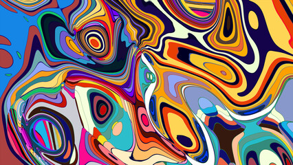 Obraz premium Vibrant abstract psychedelic swirl pattern with bold colors