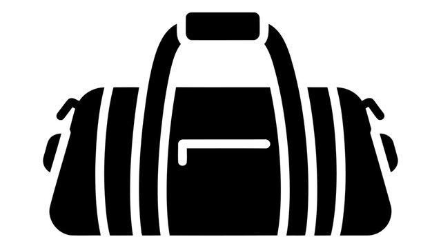 Travel duffel bag icon black silhouette of a gym or sports bag for luggage and travel gear isolated on white