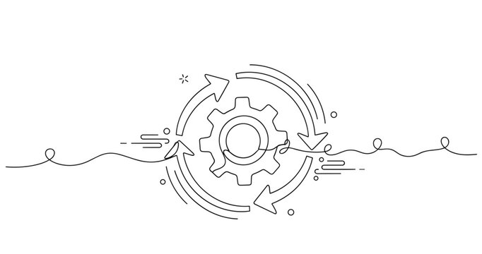 Abstract gear and arrows symbolizing process flow and optimization. None editable stroke