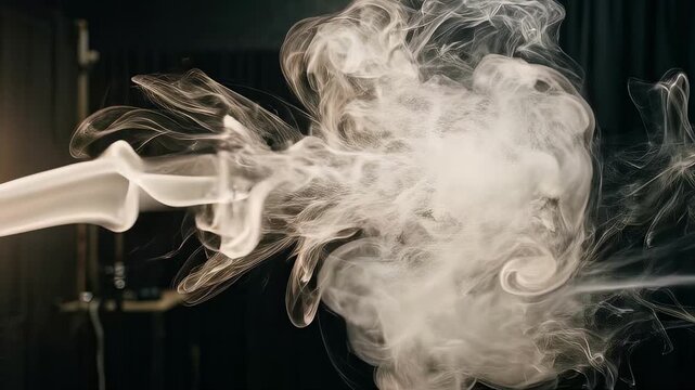 Soft white smoke in dark studio, cinematic premium loop