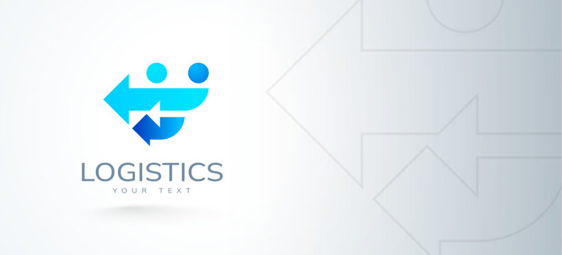 Logistics logo design abstract arrows and people movement driving navigation car blue color