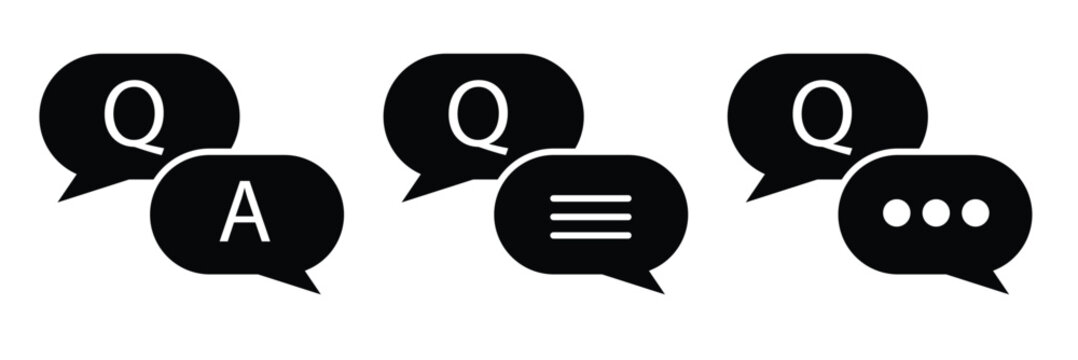 Comment question line icon set. faq line icon. question and answer pictogram. inquire bubble. ask or request sign. frequently asked questions icon for Ui designs eps 10.