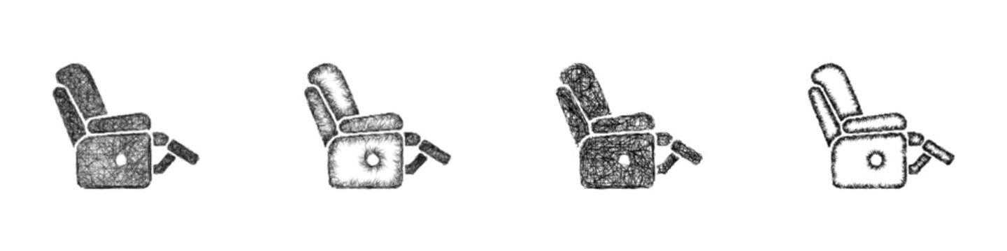 Sketch recliner icon design set
