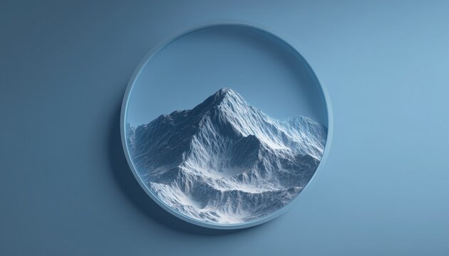 Mountain Ridge Logo With Circular Frame On Blue Background - A Sleek And Modern Design Showcasing The Beauty Of Nature.