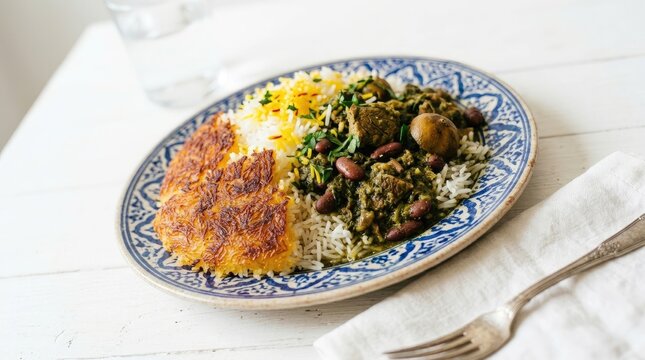 Ghormeh Sabzi: Persian Herb Stew with Saffron Rice and Tahdig