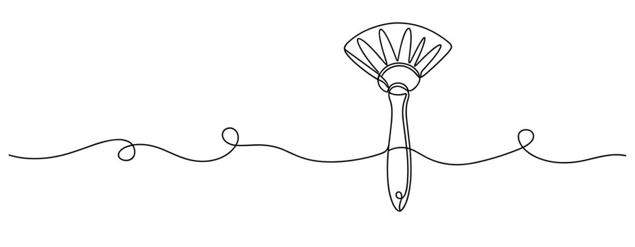 Paint brush held downward with continuous line on white background. no editable strokes
