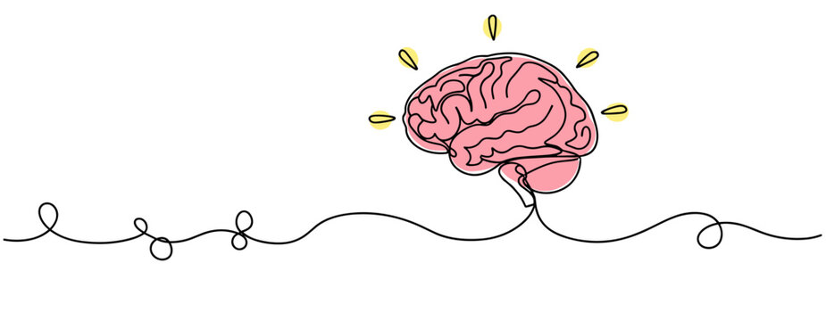 Human brain representing idea and thinking on white background. no editable strokes