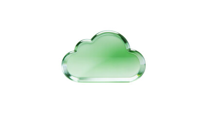 Obraz premium 3D Isometric Green Glass Cloud Computing Icon on White Background