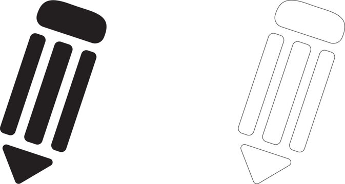 Pencil with eraser, symbol of writing, drawing, creativity and stationery office supplies, vector icon in two styles: glyph and outline.