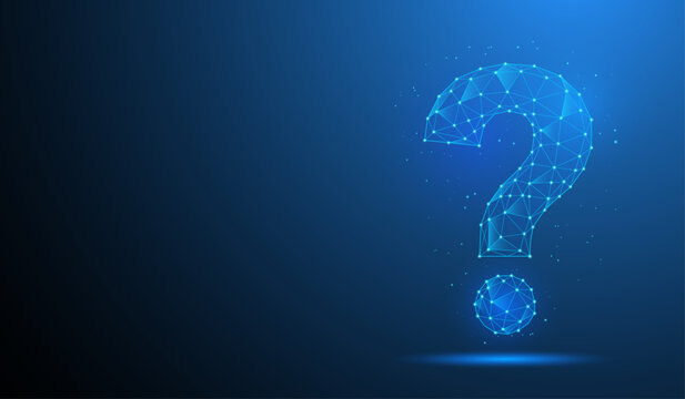Digital Question Mark Polygon Network, FAQ Help Support Technology Concept Low Poly Vector Illustration