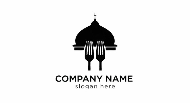 Mosque Dome and Forks Logo Design.