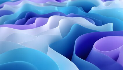 Obraz premium Abstract waves of flowing fabric in soft pastel shades of blue and purple creating organic flowing smooth geometric shapes with light shadows and subtle gradient transitions for elegant backgrounds