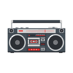 Fototapeta premium Retro boombox vector illustration of vintage audio cassette player with speakers