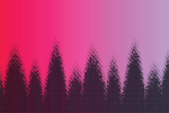 Abstract halftone wave pattern with pink to purple gradient background, texture