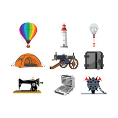 Naklejka premium Vector Collection of Outdoor Adventure and Historical Icons