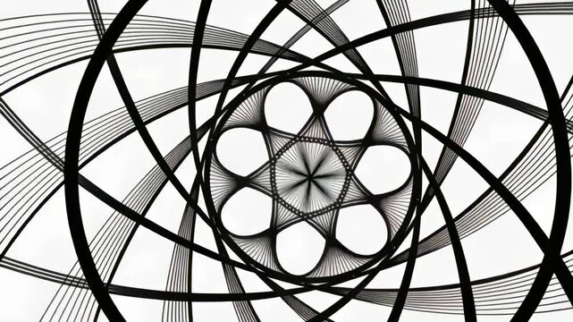 Phase-rotating pattern showing central petal ring forming core star on white plane with oval bands