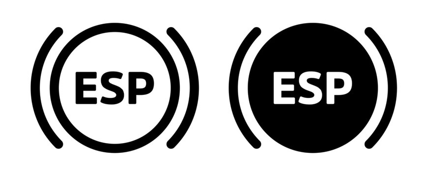 ESP Indicator Icons in Black and White, Isolated on White Background