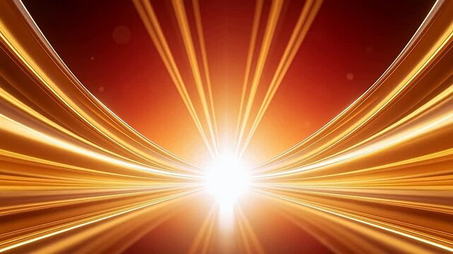Golden light burst on red background