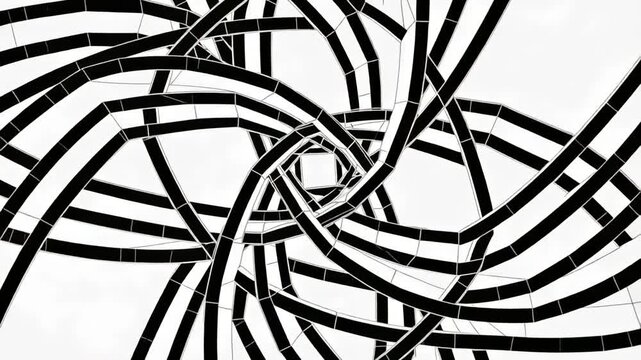 Advancing frames causing striped bands rotating, tightening into pentagon on white field ghosts