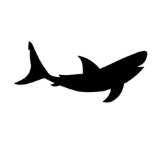 Fototapeta premium Hand Drawn Great White Shark Silhouette Ocean Life Doodle Illustration