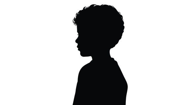 silhouette of a child profile side view on white background high quality professional detailed modern elegant stylish clean crisp vibrant