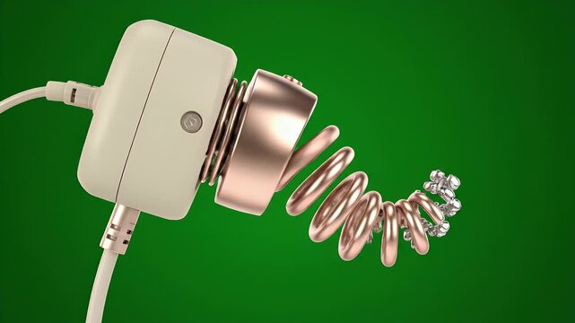 Photorealistic CGI Cochlear Implant Device with Visible Electrodes on a Vivid Green Background