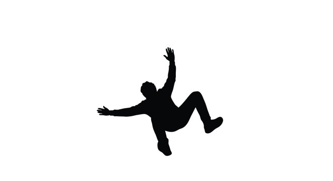 silhouette of a falling person against a white background high quality professional detailed modern elegant stylish clean crisp vibrant colorful
