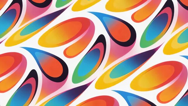 Starting playback, tiled teardrop and oval motifs on white field drifting diagonally, creating loop