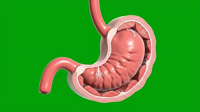 Photorealistic CGI Cross Section of a Human Stomach Showing Detailed Anatomical Structures