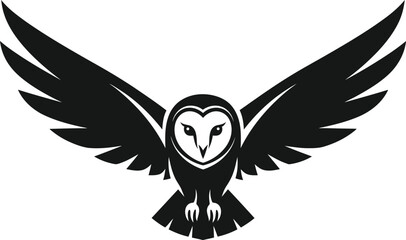 Barn owl silhouette wings spread isolated on transparent background graphic design element © MdKhadamul