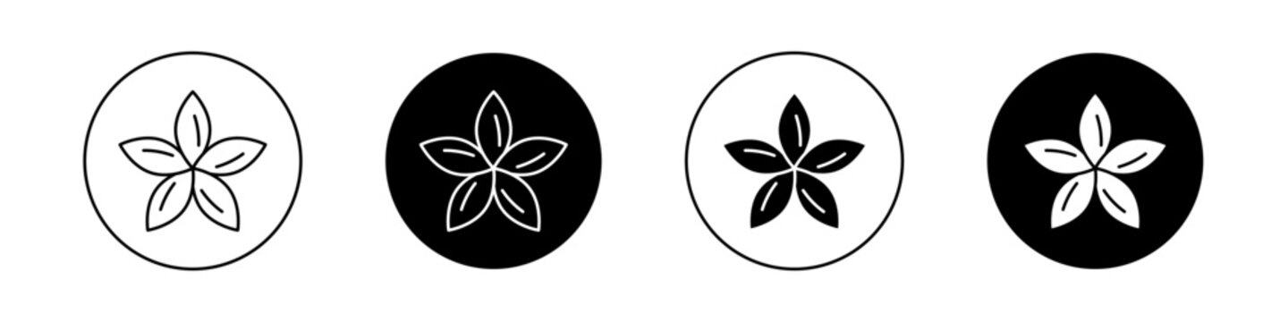 Araliya flower icons vector graphics collection on white background
