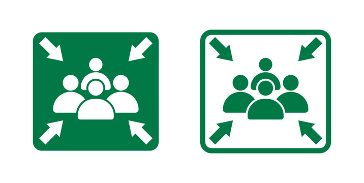 Assembly point icons vector graphics collection on white background