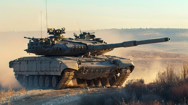 photo of the leopard tank, light grey with black details, on an open field near a northern France border station, sunny day,