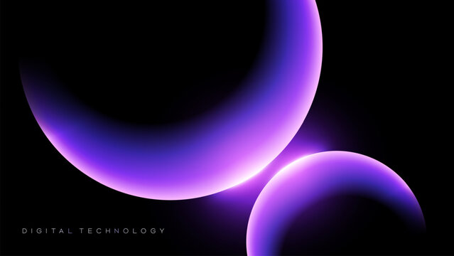 Abstract digital illustration of glowing purple gradient spheres on a dark background representing futuristic technology design and modern visual concepts