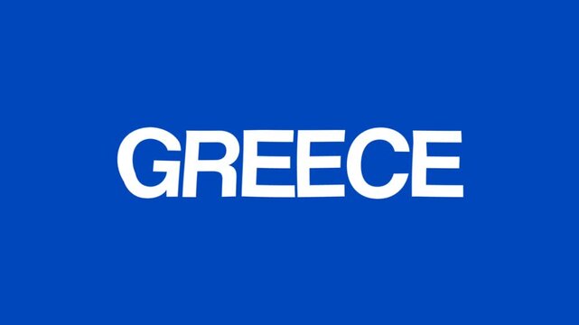 Clean bold white GREECE text on a solid blue background, representing the European country name in a simple modern typography