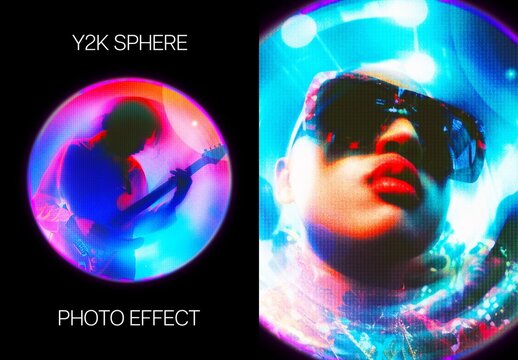 Y2K Sphere Photo Effect &ndash; Fisheye for Poster & Social Media (PSD)