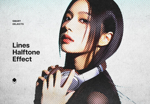 Lines Print Photo Effect &ndash; Halftone for Album Cover & Social Media (PSD)